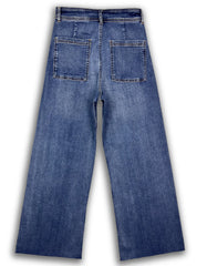 Only High Waist Wide Leg Cropped Jeans - Blue