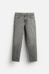 Zara Classic Solid Slim Light Gray Jeans