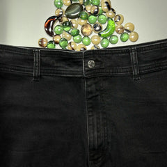 Wide Leg Cropped Jeans - Black