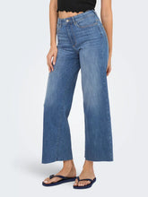 Only High Waist Wide Leg Cropped Jeans - Blue