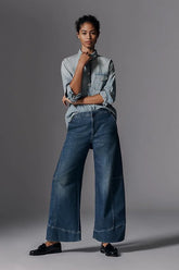 Pilcro Full Curve High-Rise Barrel Jeans - Blue