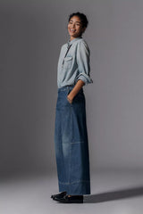 Pilcro Full Curve High-Rise Barrel Jeans - Blue