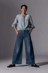 Pilcro Full Curve High-Rise Barrel Jeans - Blue
