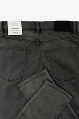 Zara Classic Solid Slim Gray Jeans