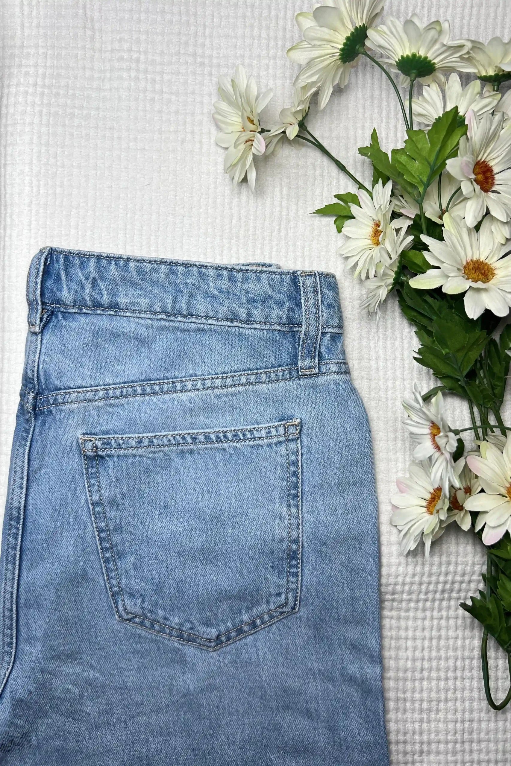 F&F High Rise Wide Leg Jeans - Light Blue