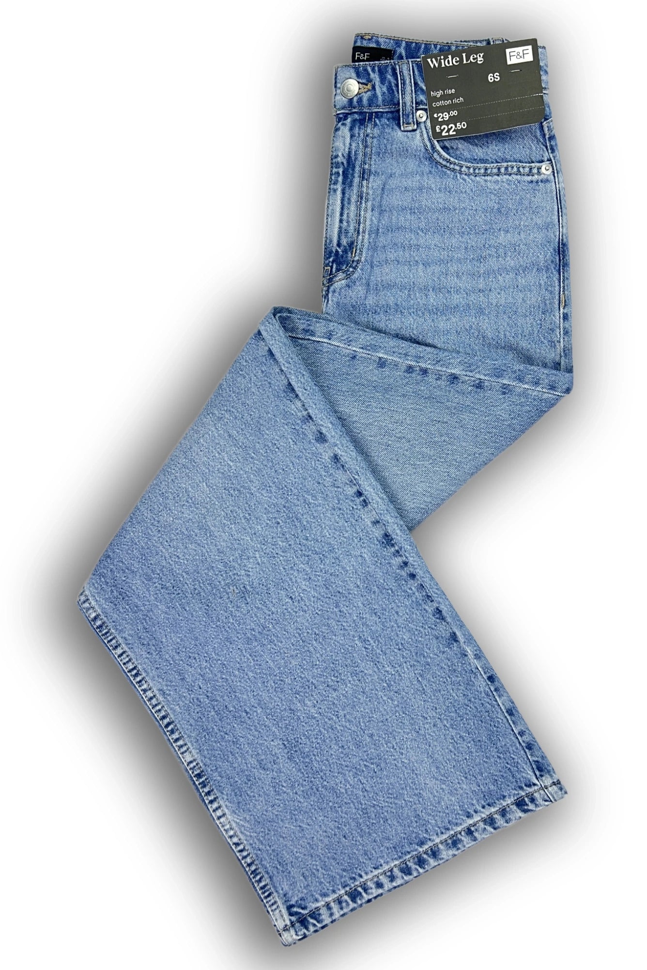 F&F High Rise Wide Leg Jeans - Light Blue