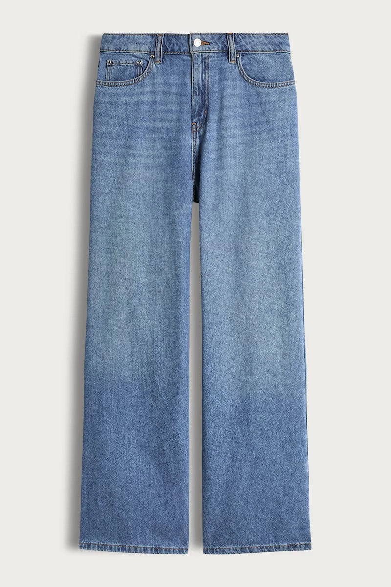 F&F High Rise Wide Leg Jeans - Light Blue