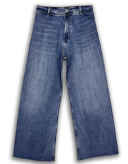 Only High Waist Wide Leg Cropped Jeans - Blue