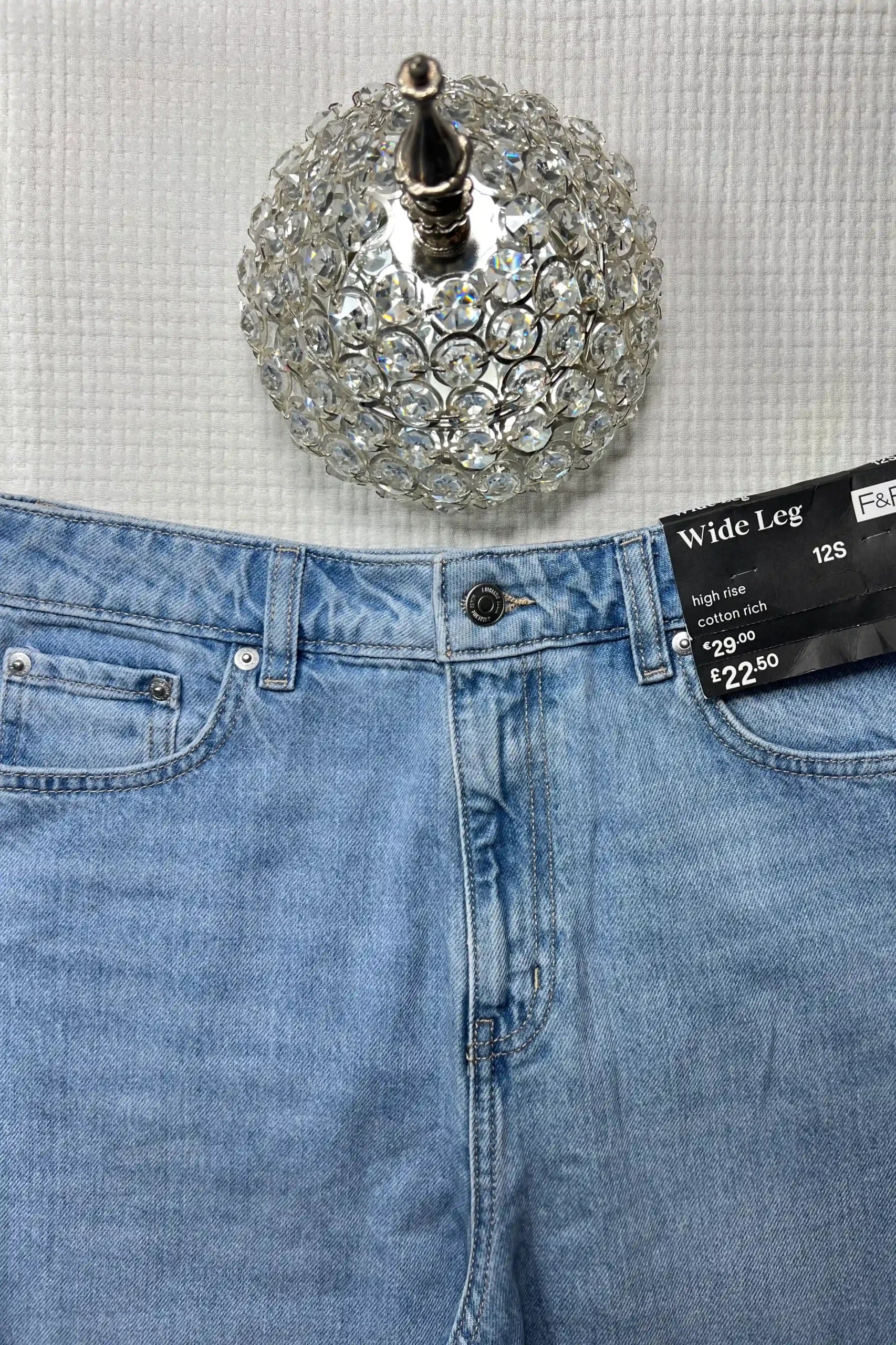 F&F High Rise Wide Leg Jeans - Light Blue
