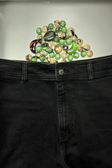 F&F High Rise Wide Leg Cropped Jeans - Black