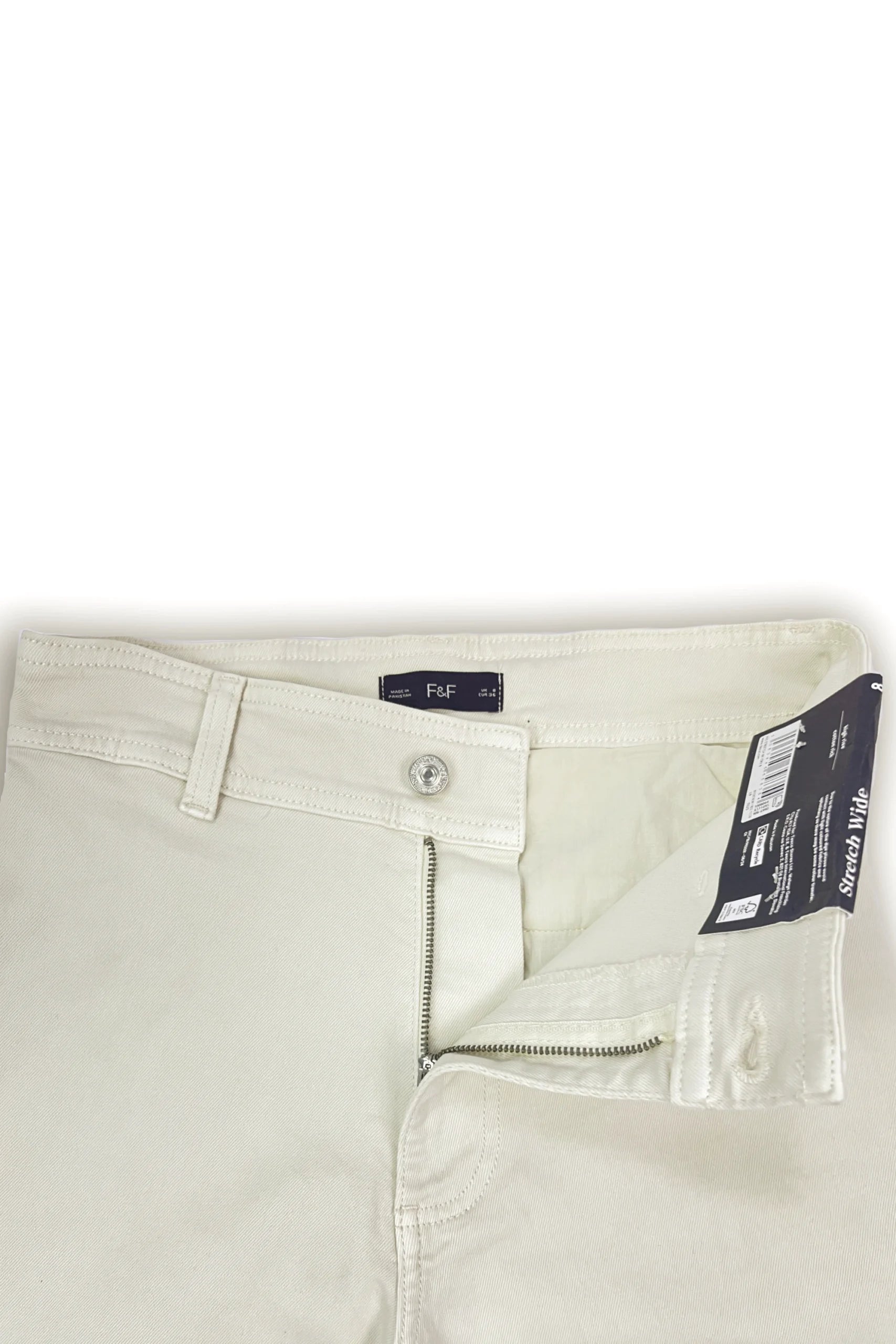 F&F High Rise Wide Leg Cropped Jeans - Off-White
