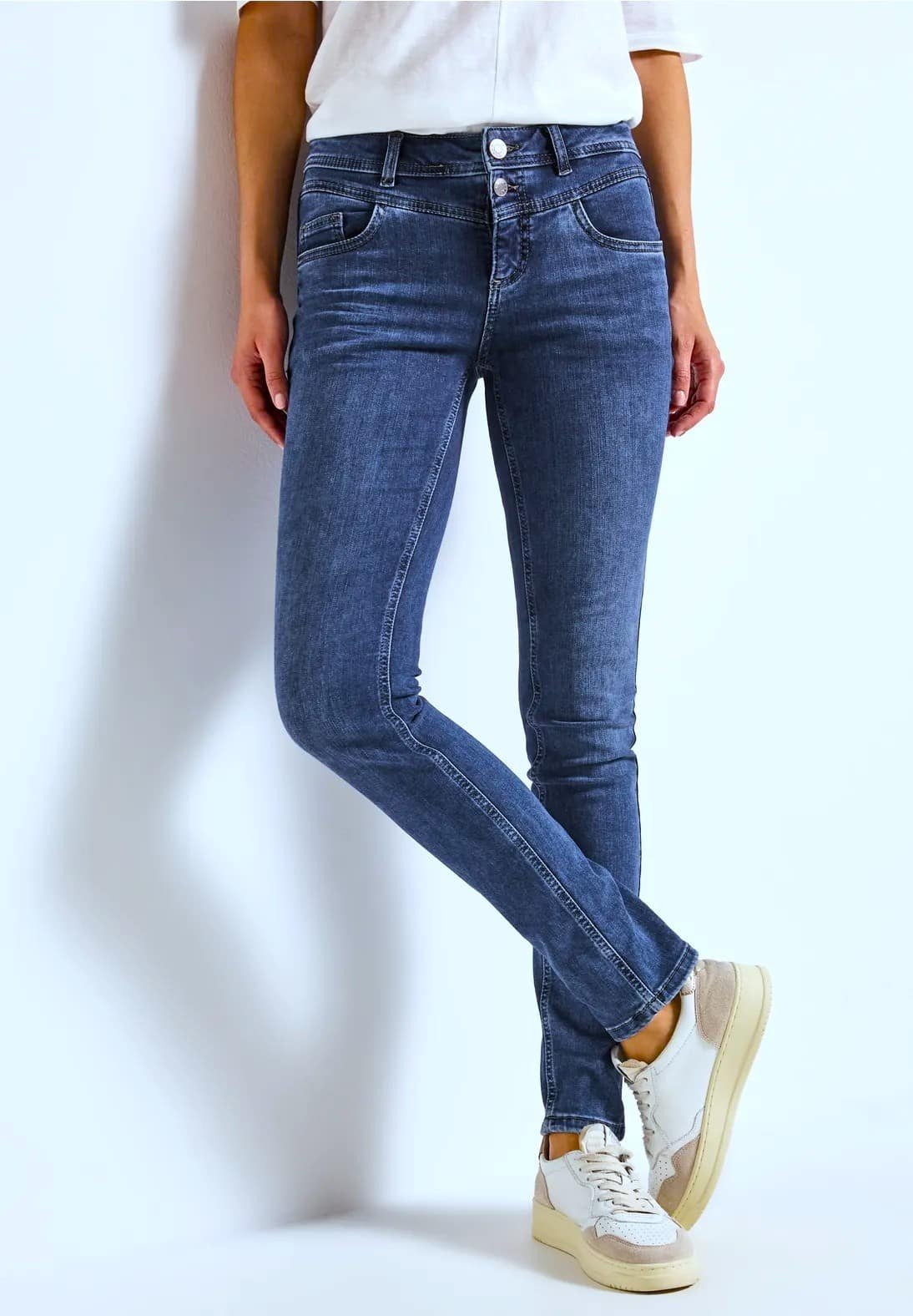Street One Wide Leg Double Button - Blue