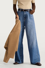 F&F High Rise Wide Leg Jeans - Light Blue