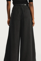F&F High Rise Wide Leg Cropped Jeans - Black