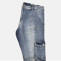 Nova Men Slim Fit Cargo Jeans - Light Blue